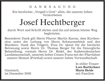 Traueranzeige von Josef Hechtberger von MERKUR & TZ