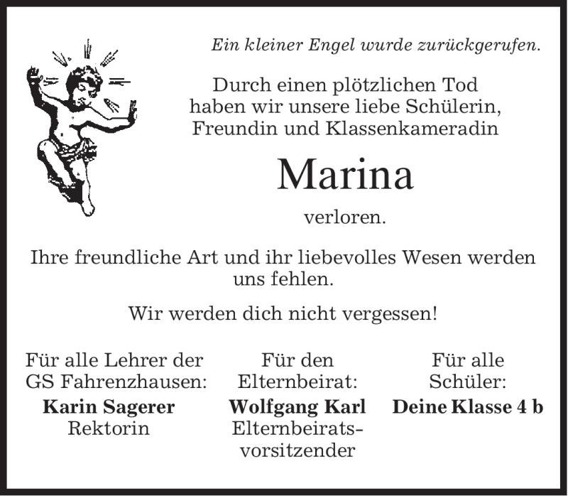  Traueranzeige für Marina Sedlmair vom 08.12.2008 aus MERKUR & TZ