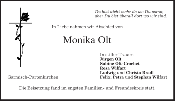 Traueranzeige von Monika Olt von MERKUR & TZ