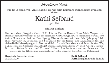 Traueranzeige von Kathi Seiband von MERKUR & TZ
