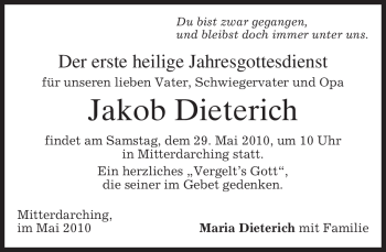 Traueranzeige von Jakob Dieterich von MERKUR & TZ
