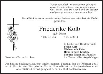 Traueranzeige von Friederike Kolb von MERKUR & TZ