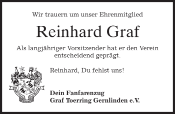 Traueranzeige von Reinhard Graf von MERKUR & TZ