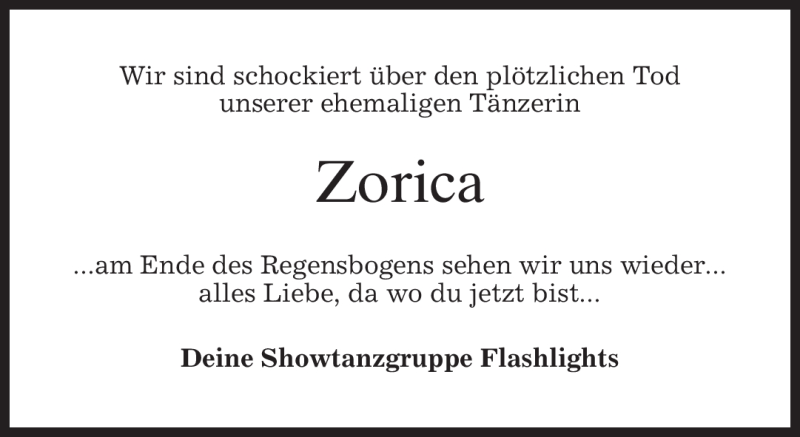  Traueranzeige für Zorica Hönsch vom 01.03.2011 aus MERKUR & TZ