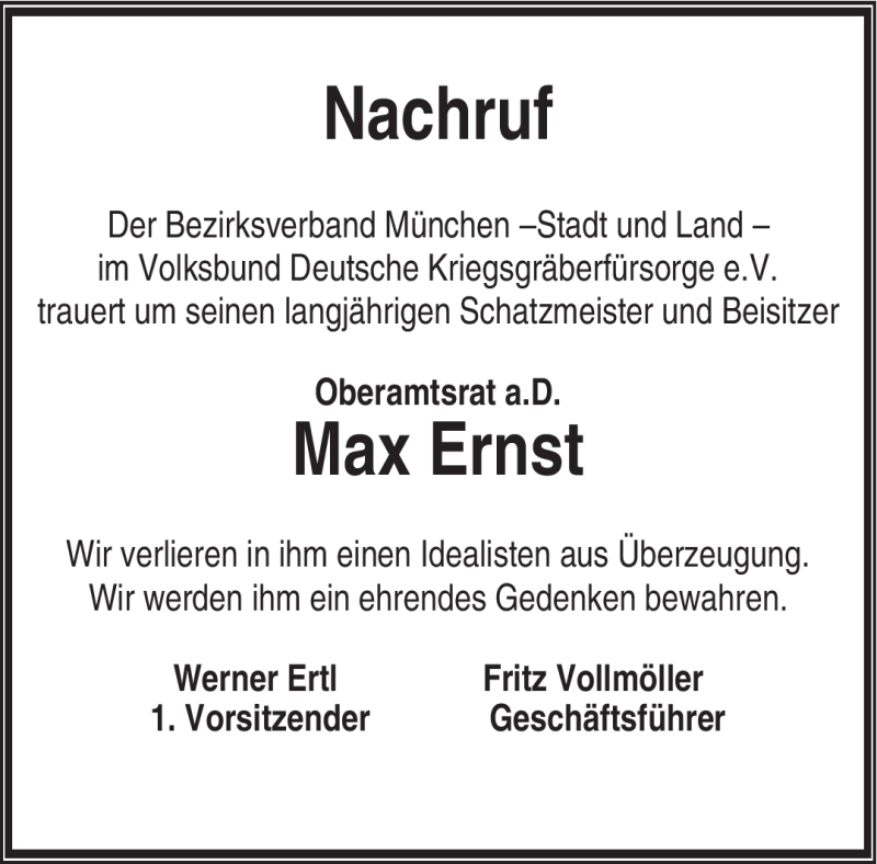  Traueranzeige für Max Ernst vom 07.10.2008 aus MERKUR & TZ