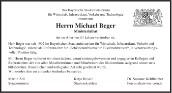 Traueranzeige von Michael Beger von MERKUR & TZ