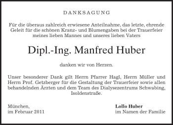 Traueranzeige von Manfred Huber von MERKUR & TZ