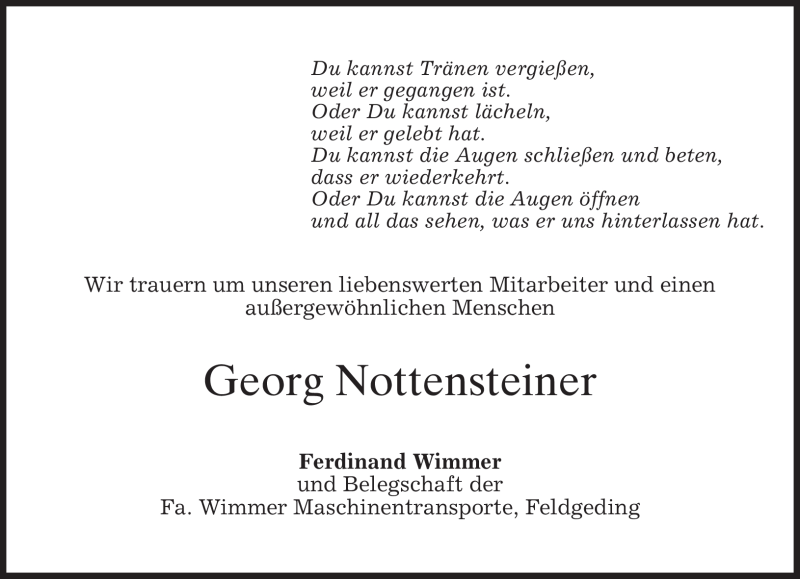  Traueranzeige für Georg Nottensteiner vom 29.12.2009 aus MERKUR & TZ