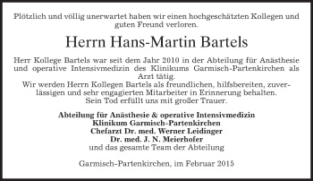 Traueranzeige von Hans-Martin Bartels von merkurtz