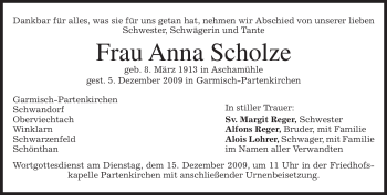 Traueranzeige von Anna Scholze von MERKUR & TZ