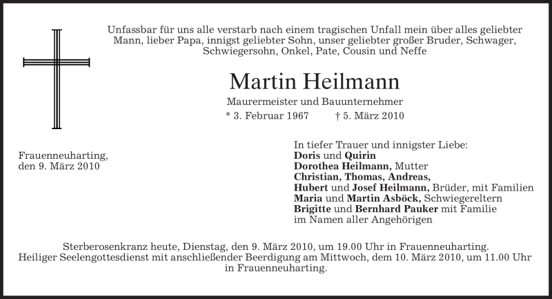  Traueranzeige für Martin Heilmann vom 09.03.2010 aus MERKUR & TZ