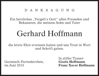 Traueranzeige von Gerhard Hoffmann von merkurtz