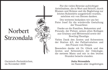 Traueranzeige von Norbert Strzondala von MERKUR & TZ
