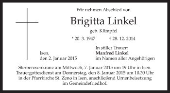 Traueranzeige von Brigitta Linkel von merkurtz