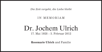 Traueranzeige von Jochem Ulrich von merkurtz
