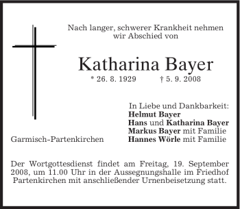 Traueranzeige von Katharina Bayer von MERKUR & TZ