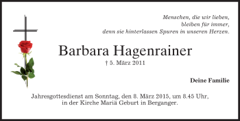 Traueranzeige von Barbara Hagenrainer