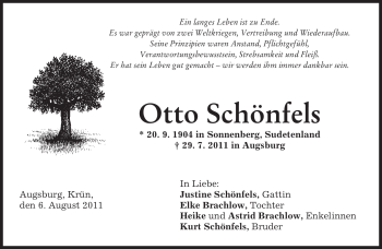 Traueranzeige von Otto Schönfels von MERKUR & TZ