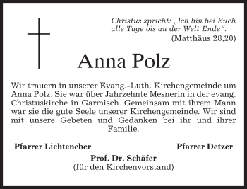 Traueranzeige von Anna Polz von merkurtz
