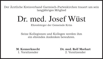 Traueranzeige von Josef Wüst von MERKUR & TZ