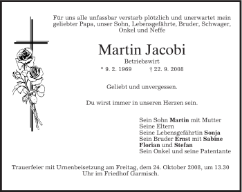 Traueranzeige von Martin Jacobi von MERKUR & TZ