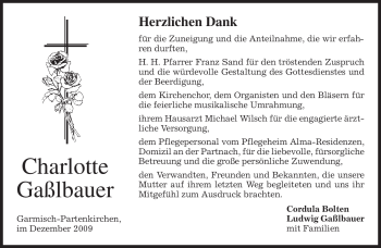 Traueranzeige von Charlotte Gaßlbauer von MERKUR & TZ