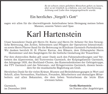 Traueranzeige von Karl Hartenstein von MERKUR & TZ