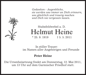 Traueranzeige von Helmut Heine von MERKUR & TZ