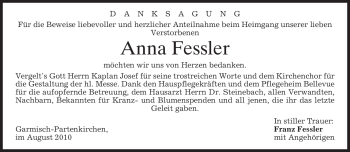 Traueranzeige von Anna Fessler von MERKUR & TZ