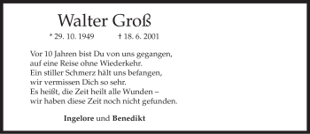 Traueranzeige von Walter Groß von MERKUR & TZ