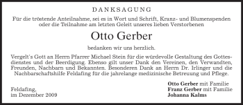 Traueranzeige von Otto Gerber von MERKUR & TZ