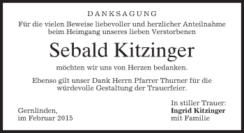 Traueranzeige von Sebald Kitzinger von merkurtz