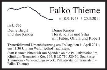Traueranzeige von Falko Thieme von MERKUR & TZ