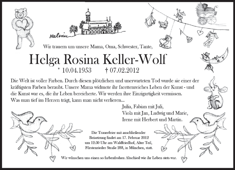  Traueranzeige für Helga Rosina Keller-Wolf vom 11.02.2012 aus MERKUR & TZ
