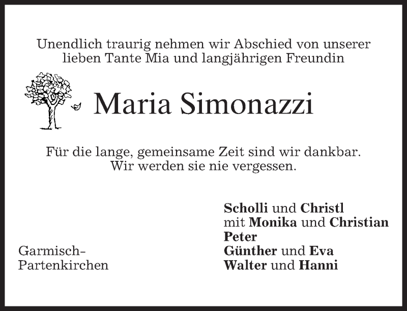  Traueranzeige für Maria Simonazzi vom 05.10.2015 aus 