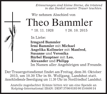 Traueranzeige von Theo Bammler 