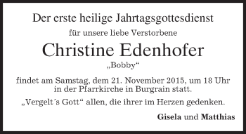Traueranzeige von Christine Edenhofer 