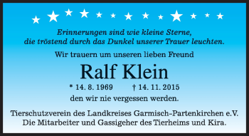 Traueranzeige von Ralf Klein 