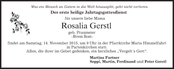 Traueranzeige von Rosalia Gerstl 