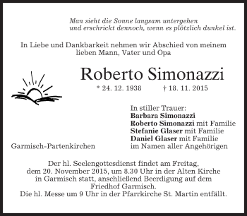 Traueranzeige von Roberto Simonazzi 