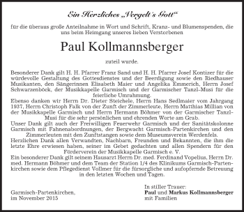 Traueranzeige von Paul Kollmannsberger 