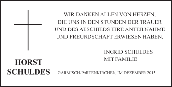 Traueranzeige von Horst Schuldes 