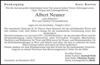 Traueranzeige von Albert Neuner 