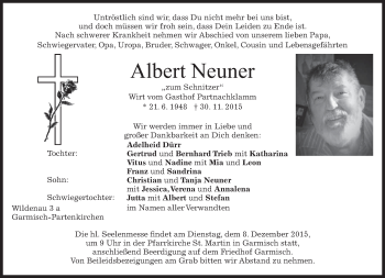 Traueranzeige von Albert Neuner 