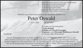 Traueranzeige von Peter Oswald 