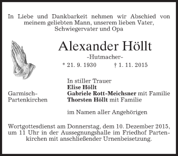 Traueranzeige von Alexander Höllt 