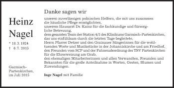 Traueranzeige von Heinz Nagel von merkurtz
