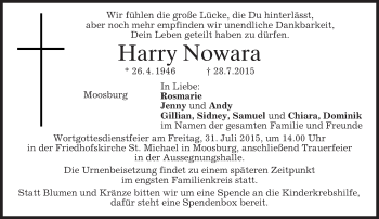 Traueranzeige von Harry Nowara von merkurtz