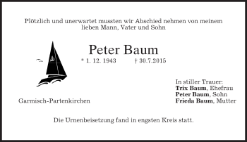 Traueranzeige von Peter Baum von merkurtz