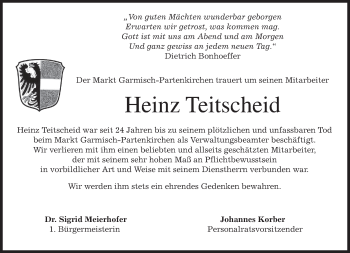 Traueranzeige von Heinz Teitscheid von merkurtz